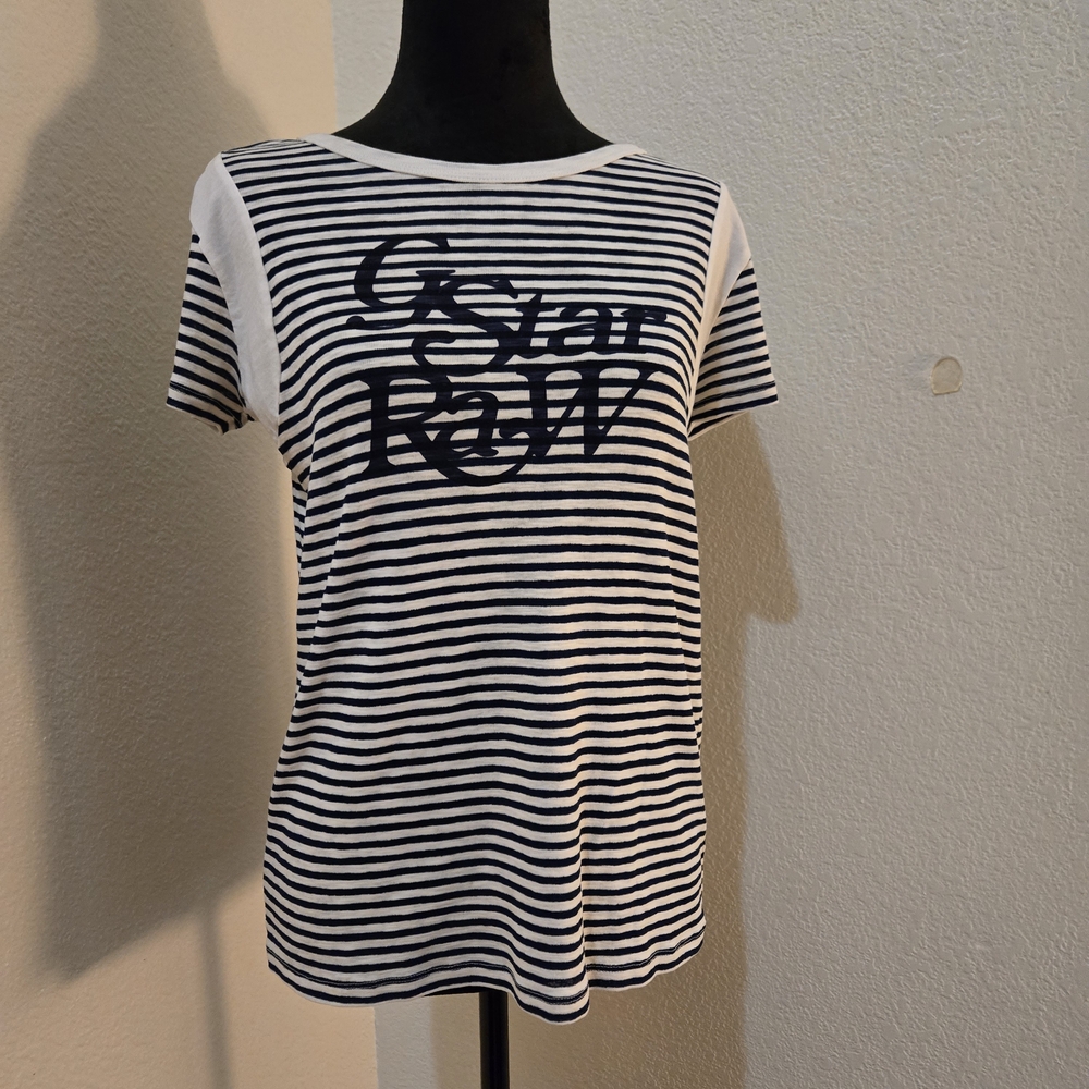 G-Star Women's Striped T-Shirt - Black and White